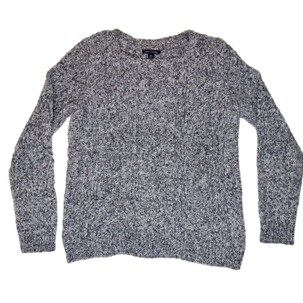 Tommy Hilfiger Grey and White Cable Knit Crew Neck Sweater Size S